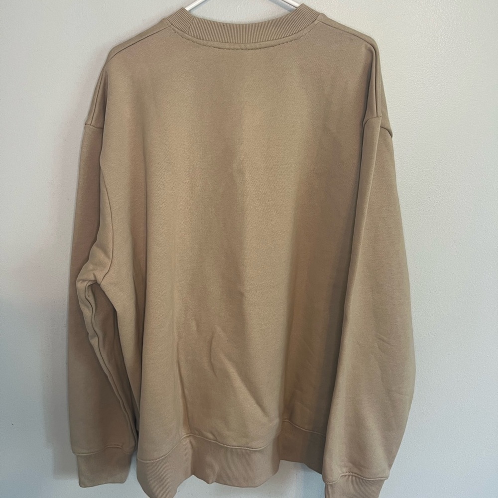 ASOS Crew Neck Long Sleeve Sweatshirt Beige Sz 2XL Basic Normcore Simple Thick - Picture 9 of 9
